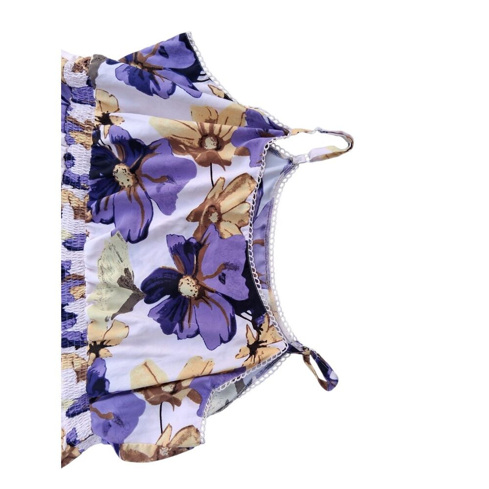 BloomChic Purple Floral Cami Sundress - Plus Size 4X - Smocked Elastic Waist - Picture 3 of 5